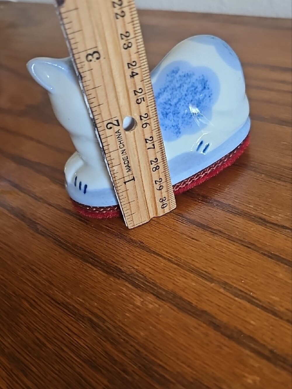 Vintage Ceramic Blue and White Cat Figurine Lint Brush Tote 4 - Picture 8 of 8